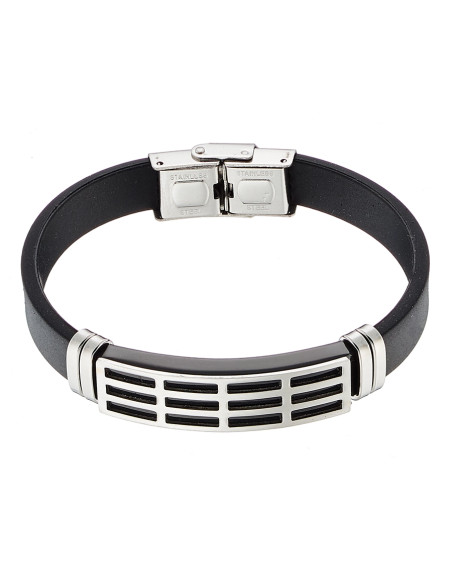 Ατσάλινο ανδρικό βραχιόλι με δέρμα