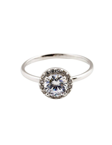 Ασημένιο μονόπετρο δαχτυλίδι με  Ζιργκόν