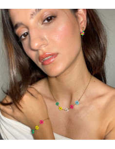 Κολιέ με χρωματιστές μαργαρίτες "LEYKADA" 2