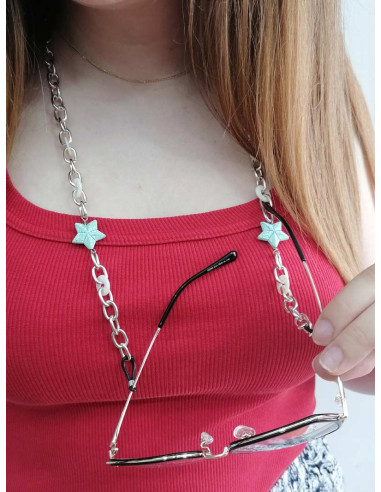 Αλυσίδα στήριξης γυαλιών  με Τυρκουάζ αστέρια.