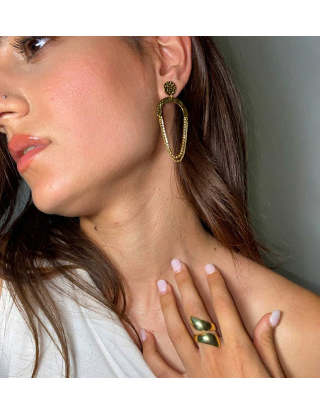 Ατσάλινα σκουλαρίκια με στρας