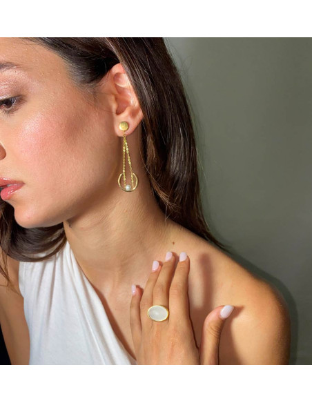 Ατσάλινα σκουλαρίκια με πέρλα