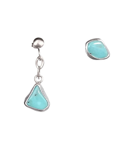 Ασύμμετρα Ασημένια Σκουλαρίκια με Turquoise