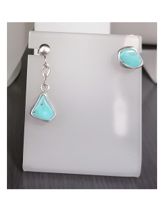 Ασύμμετρα Ασημένια Σκουλαρίκια με Turquoise 2