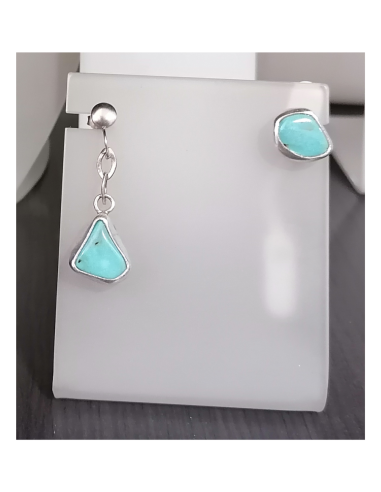 Ασύμμετρα Ασημένια Σκουλαρίκια με Turquoise