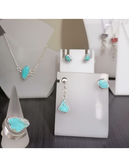 Ασύμμετρα Ασημένια Σκουλαρίκια με Turquoise