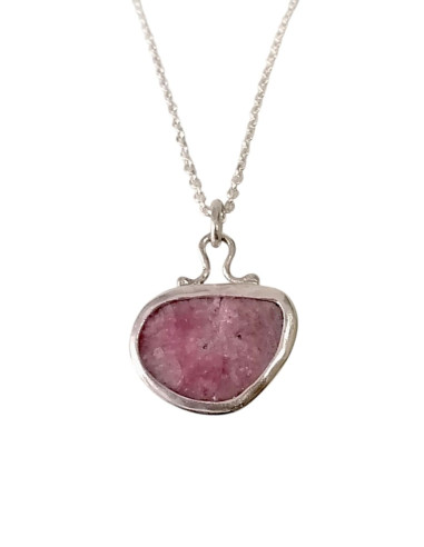 Χειροποίητο Ασημένιο Κολιέ με Φυσικό Pink Quartz