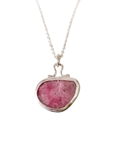 Χειροποίητο Ασημένιο Κολιέ με Φυσικό Pink Quartz